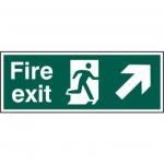 Fire Exit (Man Arrow Up/Right) Sign (Pack of 5), Self-Adhesive Vinyl (400mm x 150mm)