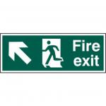Fire Exit (Man Arrow Up/Left) Sign (Pack of 5), Self-Adhesive Vinyl (400mm x 150mm)