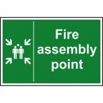 Fire Assembly Point sign (200 x 300mm). Manufactured from strong rigid PVC and is non-adhesive; 0.8mm thick.