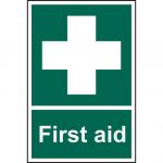 First Aid Sign (200 x 300mm). Manufactured from strong rigid PVC and is non-adhesive; 0.8mm thick.