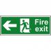 Self-Adhesive Vinyl Fire Exit sign with running man and arrow left (400 x 150mm). Easy to use and fix. 12092