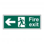 Fire Exit (Man Arrow Left) Sign (Pack of 5), Self-Adhesive Vinyl (400mm x 150mm)