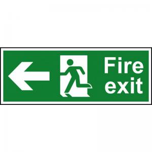 Fire exit Man arrow left 1.2mm Recyclable PP 400 x 150mm 12093