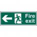 Fire Exit Man Arrow Left sign (600 x 200mm). Manufactured from strong rigid PVC and is non-adhesive; 0.8mm thick. 12095