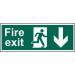 Fire Exit Man Arrow Down sign (600 x 200mm). Manufactured from strong rigid PVC and is non-adhesive; 0.8mm thick. 12099