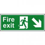 Self-Adhesive Vinyl Fire Exit sign with running man and arrow down right (400 x 150mm). Easy to use and fix.
