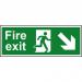 Self-Adhesive Vinyl Fire Exit sign with running man and arrow down right (400 x 150mm). Easy to use and fix. 12100
