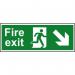 This industrial fire safety sign features a vibrant spectrum design with a man arrow pointing downwards, indicating a fire exit. It is made of durable 1.2mm recyclable PP material and measures 400 x 150mm. Perfect for ensuring safety in any commercial space.