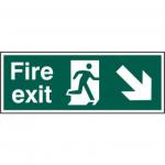 Fire Exit (Man Arrow Down/Right) Sign (Pack of 5), Non Adhesive Rigid 1mm PVC Board (400mm x 150mm)