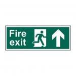 Fire Exit (Man Arrow Up) Sign (Pack of 5), Self-Adhesive Vinyl (400mm x 150mm)