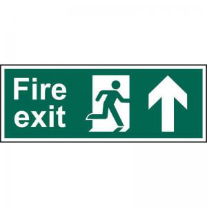 Fire Exit Man Arrow Up sign 600 x 200mm. Manufactured from strong