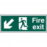 Fire Exit (Man Arrow Down/Left) Sign (Pack of 5), Self-Adhesive Vinyl (400mm x 150mm)