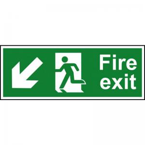 Fire exit Man arrow downleft 1.2mm Recyclable PP 400 x 150mm 12109