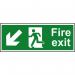 This image shows a fire exit sign, with a man facing downwards and to the left. It is made of 1.2mm recyclable PP material and measures 400 x 150mm. This sign is designed for industrial settings and emphasizes the importance of fire safety. The graphics are clear and easy to read, ensuring quick and easy evacuation in case of an emergency.