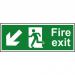 Fire Exit sign with running man and arrow down left (400 x 150mm). Manufactured from strong rigid PVC and is non-adhesive; 0.8mm thick. 12109