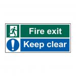 Fire Exit Keep Clear Sign (Pack of 5), Self-Adhesive Vinyl (450mm x 200mm)