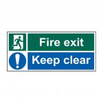 Fire Exit Keep Clear Sign (Pack of 5), Non Adhesive Rigid 1mm PVC Board (450mm x 200mm)