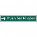 Push Bar To Open’ Sign; Self-Adhesive Vinyl (300mm x 100mm) 12138