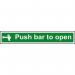 Self-adhesive vinyl Push Bar to Open sign (600 x 100mm). Easy to use and fix; just peel; stick and apply to a clean; dust free; dry and flat surface. 12140
