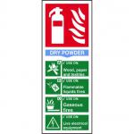 Fire Extinguisher Composite Dry Powder sign (82 x 202mm). Manufactured from strong rigid PVC and is non-adhesive; 0.8mm thick.