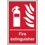 This image shows a Spectrum Industrial Fire Extinguisher Sign made of 1.2mm thick recyclable PP measuring 200 x 300mm. The sign features clear and visible graphics indicating the presence of a fire extinguisher. The vibrant colors and bold text make it easy to spot and ensure safety in case of a fire emergency.