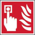 The Spectrum Industrial Fire Safety Signs Fire Alarm Call Point Symbol Sign is a square, self-adhesive vinyl image measuring 200mm x 200mm. It features bold, contrasting colors with a fire alarm icon and call point symbol. The sign is designed to quickly alert individuals of the location of a fire alarm call point in case of an emergency.