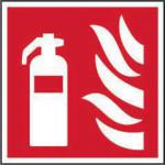 Self-Adhesive Vinyl Fire Extinguisher Symbol sign (200 x 200mm). Easy to use and fix.