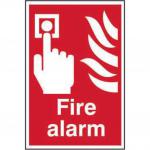 This picture features Spectrum industrial fire safety signs, specifically a fire alarm sign made of 1.2mm recyclable PP material. The sign measures 200 x 300mm and is labeled as 12365. The sign features bold red and white colors, with a clear and easily recognizable fire alarm symbol. The material is durable and environmentally friendly.