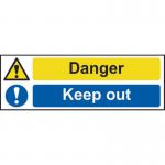 Danger Keep Out&rsquo; Sign; Non Adhesive Rigid 1mm PVC Board (600mm x 200mm)