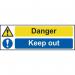 Danger Keep Out’ Sign; Non Adhesive Rigid 1mm PVC Board (600mm x 200mm) 12381