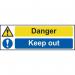 Danger Keep Out’ Sign; Self-Adhesive Vinyl (300mm x 100mm) 12382