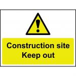Construction Site Keep Out sign (600 x 450mm). Manufactured from strong rigid PVC and is non-adhesive; 0.8mm thick.