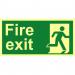 Fire Exit Man Right sign (300 x 150mm). Made from 1.3mm rigid photoluminescent board (PHO) and is self adhesive. 12416