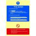 This photo features a Spectrum Industrial Fire Safety Sign for Fire Action Procedures. The sign is 1.3mm thick and made of rigid self adhesive photoluminescent material. Its dimensions are 200mm x 300mm.