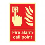 Fire Alarm Call Point&rsquo; Sign; 1.3mm Rigid Self Adhesive Photoluminescent (200mm x 300mm) 