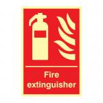 Fire Extinguisher&rsquo; Sign; 1.3mm Rigid Self Adhesive Photoluminescent (200mm x 300mm) 