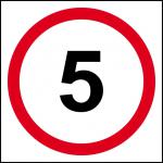 5MPH Speed Limit Sign (400 x 400mm). Manufactured from strong rigid PVC and is non-adhesive; 0.8mm thick.