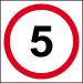 5MPH Speed Limit Sign (400 x 400mm). Manufactured from strong rigid PVC and is non-adhesive; 0.8mm thick. 12511