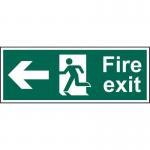 Fire Exit (Man Arrow Left)&rsquo; Sign; Self-Adhesive Vinyl (300mm x 100mm)
