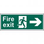 Fire Exit (Man Arrow Right)&rsquo; Sign; Self-Adhesive Vinyl (300mm x 100mm)