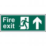 Fire Exit (Man Arrow Up)&rsquo; Sign; Self-Adhesive Vinyl (300mm x 100mm)