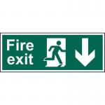 Fire Exit (Man Arrow Down)&rsquo; Sign; Self-Adhesive Vinyl (300mm x 100mm)