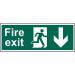 Fire Exit (Man Arrow Down)’ Sign; Self-Adhesive Vinyl (300mm x 100mm) 12579