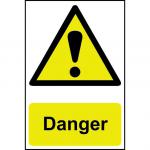 Self adhesive semi-rigid PVC Danger Sign (200 x 300mm). Easy to fix; peel off the backing and apply to a clean and dry surface.