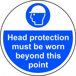 Head Protection Must Be Worn Beyond This Point Floor Graphic,
