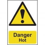 Self adhesive semi-rigid PVC Danger Hot Sign (200 x 300mm). Easy to fix; peel off the backing and apply to a clean and dry surface.