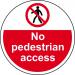 No pedestrian Access Floor Graphic adheres to most smooth; clean flat surfaces and provides a durable long lasting safety message. 400mm diameter. 13034