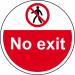This image features a round, anti-slip floor graphic with the words No Exit in bold black letters on a light blue background. The graphic is laminated for durability and measures 400mm in diameter. It is designed for use in industrial settings and is part of Spectrum Industrials range of floor graphics.