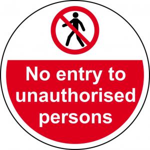 No Entry To Unauthorised Persons Floor Graphic adheres to most smooth;