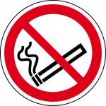The photograph captures a vibrant Spectrum Industrial Floor Graphic featuring a bold No Smoking symbol. The Anti-slip laminated floor sign has a diameter of 400mm and is designed for easy visibility. Its sleek design and high-quality finish make it a great addition to any floor space.
